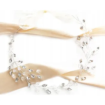 Ozdoba do vlasů Stříbrný věneček, svatební ozdobná větvička s krystaly SWAROVSKI, ozdoba do vlasů