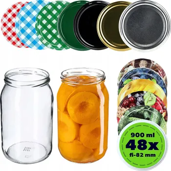 Sklenice Zavařovací Sklenice na zavařeniny Kadax skleněná 900 ml se šroubovacím uzávěrem 82 mm 48 ks