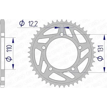 Nářadí na motocykly Hliníková zadní rozeta Afam 165801 44 zubů, rozteč 520, Hard