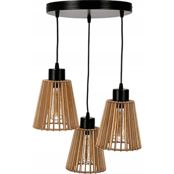 DELOS 3P E27, závěsné svítidlo, max. 3x60W, černé, dřevo, kulaté Adviti