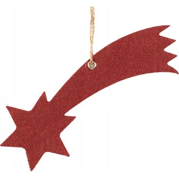 Vánoční dekorace Filcová ozdoba na stromeček "Padající hvězda" 16 cm červená