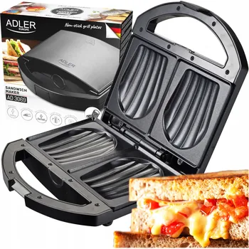 Toustovač Sendvičovač Adler AD 3069 černý, 1000 W
