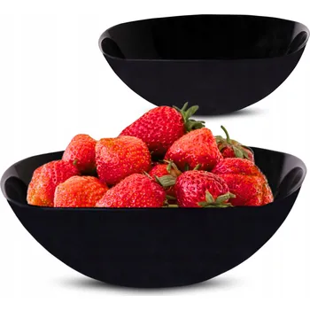 2 x MODERNÍ SKLENĚNÁ SALÁTOVÁ MISKA MÍSA NA SALÁT 17CM ČERNÁ 570ml