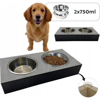 Miska pro psa Sada dvou kovových misek Pets heaven šedá 0,75 l