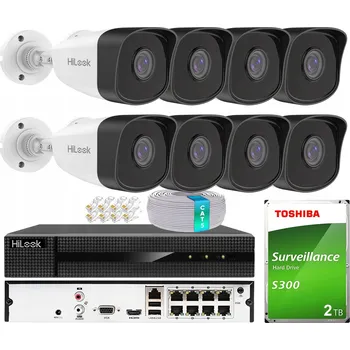 Bezpečnostní kamera Domácí monitorovací systém 8 IP kamer 5MPx PoE IPCAM-B5 HiLook od Hikvision s 2TB diskem
