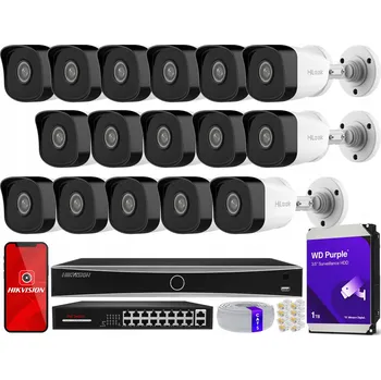 Bezpečnostní kamera Sada pro monitorování HiLook DS-7616NXI-K2(D) 16x IPCAM-B5 Aplikace 5Mpx