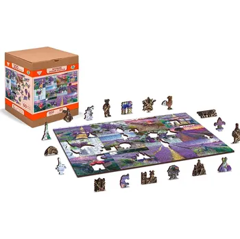 Puzzle Dřevěné puzzle WOODEN CITY levandulová Francie 2v1, 300 dílků