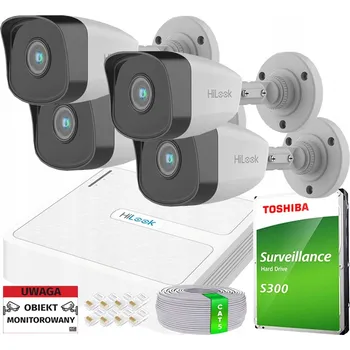 Bezpečnostní kamera Sada IP monitoringu HiLook 4 kamery 5Mpx IPCAM-B5 + 8kanálový rekordér s PoE