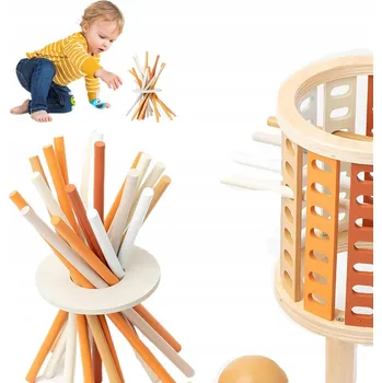 Dřevěná hračka MONTESSORI DESKOVÁ HRA S BAREVNÝMI DŘEVĚNÝMI TYČINKAMI HRAČKA VZDĚLÁVACÍ