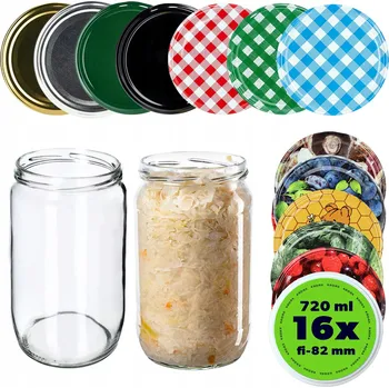 Sklenice 16x SKLENĚNÁ ZAVAŘOVACÍ SKLENICE 720ml NA ZAVAŘENINY ŠROUBOVACÍ VÍČKA FI82