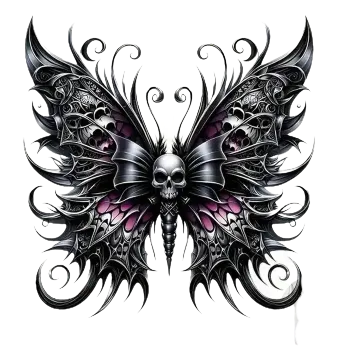 Nášivka Nažehlovací obrázek - motýl s lebkou (18,0 x 18,0 cm)