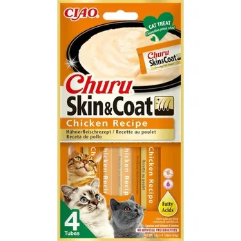 Pamlsek pro kočku Churu Cat Skin&Coat Chicken Recipe 4x14g