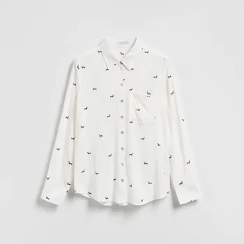 Pánská košile Reserved - Vzorovaná viskózová košile - tmavě hnědá - 9541H-89X - 9541H-89X-M