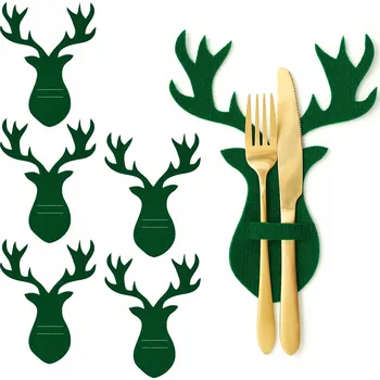 Příbor ZELENÉ VÁNOČNÍ OBALY NA PŘÍBORY SOBÍCI