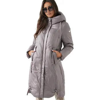 Dámský kabát Dámský zimní kabát zateplený s jemným leskem s kapucí REGINA 54