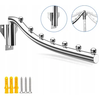 Věšák SKLÁDACÍ NÁSTĚNNÝ VĚŠÁK Z NEREZOVÉ OCELI OTOČNÝ VĚŠÁK NA KABÁTY