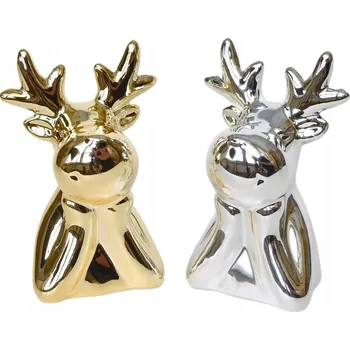 Obraz Sob keramický zlatý a stříbrný 11 cm, set 2 ks