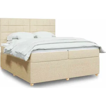Postel vidaXL Box spring postel s matrací 200x200 cm textil [3292163] Barva: krémová