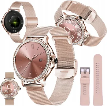 Hodinky CHYTRÉ HODINKY dámské ANGELO L58 zlaté s ZIRKONY, hovory, měření tlaku a pulsu