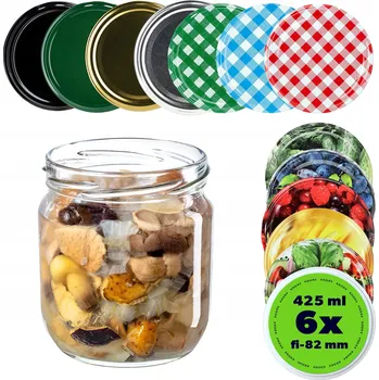 Sklenice 6x ZAVAŘOVACÍ SKLENICE 425ML NA ZAVAŘENINY SKLENICE ŠROUBOVACÍ VÍČKA