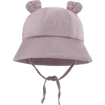 Čepice Letní bavlněný klobouček s oušky pro miminka na pláž Barva (Varianta): Fialová