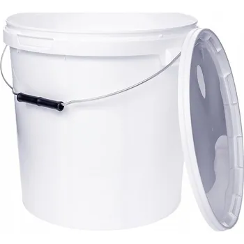 kbelík PLASTOVÝ KULATÝ KYBLÍK S VÍKEM 15L BÍLÝ POTRAVINÁŘSKÝ UNIVERZÁLNÍ