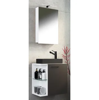 Koupelnový nábytek VCM 3dílné umyvadlo pro hosty Hausa BL se zrcadlem, bílé 488319