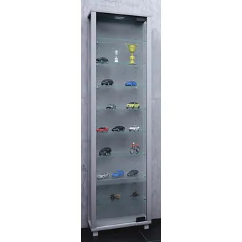 Komoda VCM Vitrína Edana Maxi s LED osvětlením, stříbrná 759240