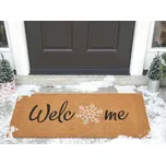 Rohožka z přírodního kokosového vlákna gumový podklad 55 x 120 cm Vánoce Welcome sváteční motiv Protiskluzová Beliani