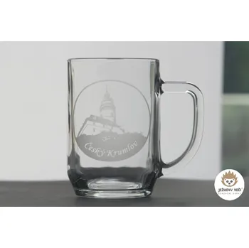 Sklenice SUVENÝR - SKLENĚNÝ PŮLLITR - ČESKÝ KRUMLOV