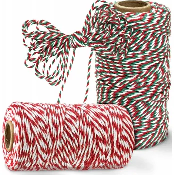 Vánoční dekorace Sada 2 ks BAVLNĚNÝ OZDOBNÝ PROVAZ VÁNOČNÍ NA BALENÍ DÁRKŮ