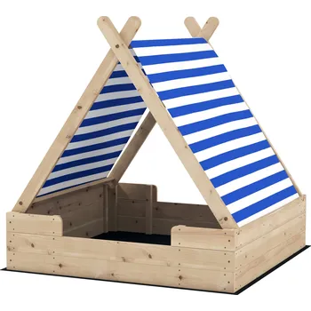 Pískoviště AIYAPLAY pískoviště pro děti, pískoviště se stanovou střechou odolnou proti povětrnostním vlivům, pro 3 děti ve věku 3-6 let, 120 x 120 x 126,5 cm