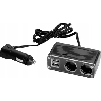 Elektrická zásuvka ROZDVOJKA DO ZAPALOVAČE S USB A KABELEM 1,6m 12V