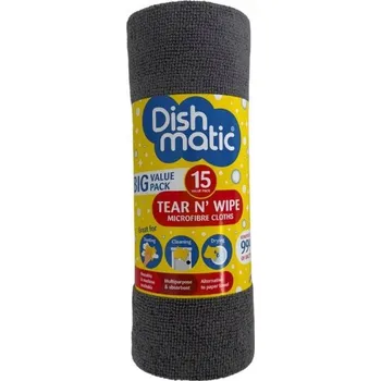 Utěrka DishMatic Utěrky Tear N Wipe Mikrovlákno ŠEDÉ 15 ks Role 6540