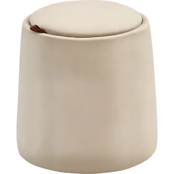 Taburet Taburet HOMCOM 2 v 1 v sametovém vzhledu včetně úložného prostoru a odnímatelného víka Φ44 cm x 47,5 cm Béžová barva
