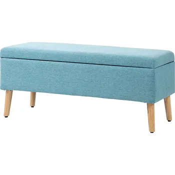 Zahradní lavice HOMCOM Lavice s úložným prostorem, do 220 kg, vzhled lnu, 110x39x45cm, modrá