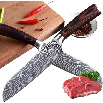 Kuchyňský nůž NŮŽ ŠÉFKUCHAŘE, OSTRÝ KUCHYŇSKÝ SEKÁČEK, ELEGANTNÍ, DŘEVĚNÁ RUKOJEŤ 18 CM