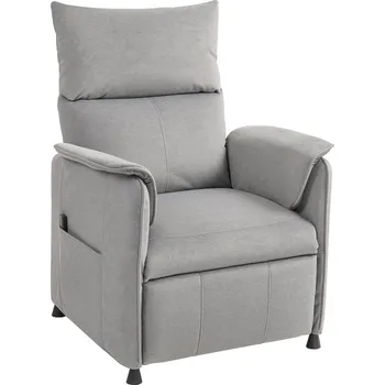 Křeslo Polohovací křeslo HOMCOM s tichým motorem, čalouněné křeslo s robustním látkovým potahem, paměťová funkce, nastavitelná opěrka nohou, šedá barva