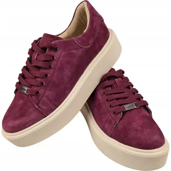 Dámské tenisky Dámské kožené tenisky na platformě VINCEZA 79578 vínové kůže vel. 37