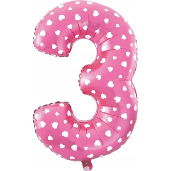 Balónek Foliový balónek Srdíčka číslice 3 růžový 40 cm
