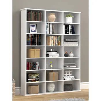 VCM Dřevěný stojan na CD a DVD Megosa M, bílá 487256