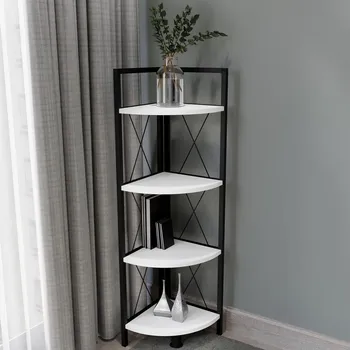 Knihovna VCM Rohový regál Insasi 4, bílá 487051