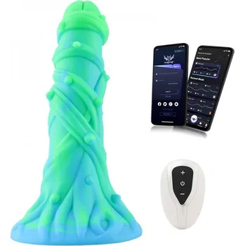 Vibrátor HiSmith WDA029-M Wildolo Glow-in-the-Dark Liquid Silicone Vibrating Dildo with Remote & App 20.8cm