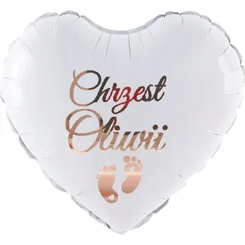 Balónek Balón na na křtiny SRDCE bílé STOPKY JMÉNO růžové zlato