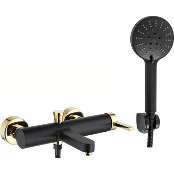 Vodovodní baterie Vanová baterie POLO černá matná zlatá nástěnná REA