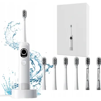 Elektrický zubní kartáček SONICKÝ KARTÁČEK NA ZUBY - OSCILACE + VIBRACE + 6 NÁHRADNÍCH HLAVIC - ELEKTRICKÝ