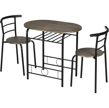 Jídelní stůl HOMCOM bistro set jídelní stůl kuchyňský stůl se židlemi set, 1 stůl, 2 židle, 80 cm x 53 cm x 74,5 cm, černá barva