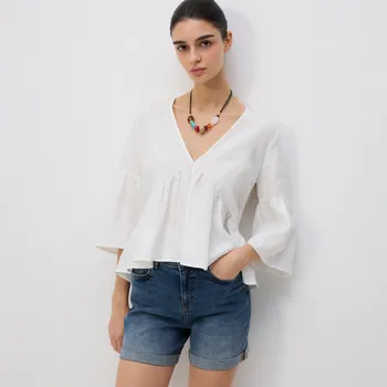 Dámské kraťasy Reserved - Džínové šortky s ohrnutým lemem - tmavomodrá - 7790B-59J - 7790B-59J-48