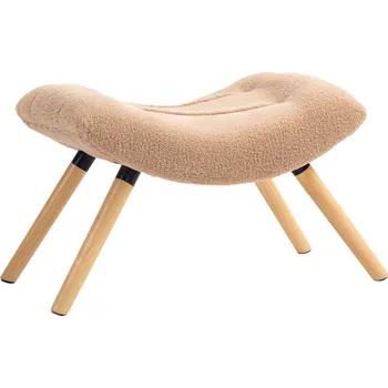 Taburet HOMCOM Moderní podnožka s fleecovým potahem a dřevěnými nohami, čalouněná, do obývacího pokoje, ložnice, předsíně, hnědá barva