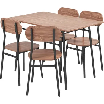 HOMCOM jídelní set stůl se židlemi Jídelní stůl, průmyslový design, 110 cm x 70 cm x 75 cm, hnědý